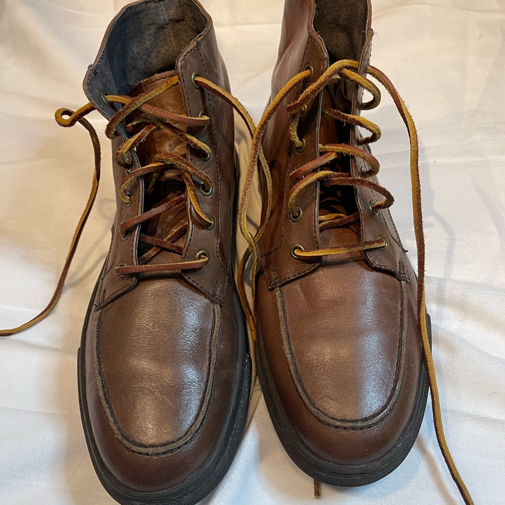Brown polo Ralph Lauren lace up high top boots men